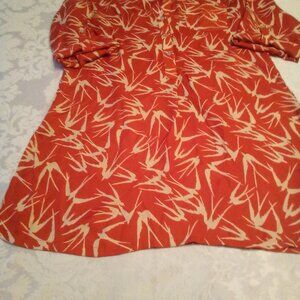 Everyday Ritual Red White Bird Print Soft Flowing Feminine Dress Size Small